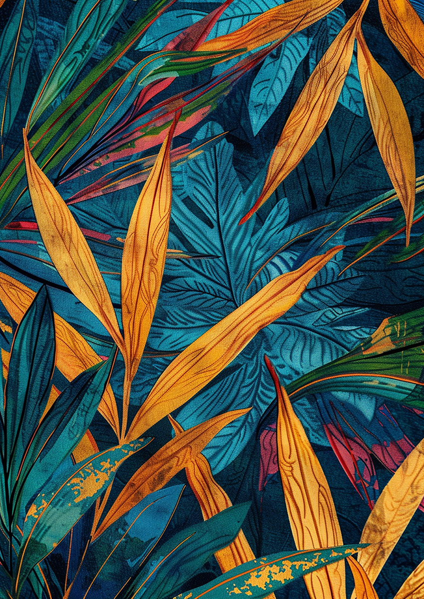 Vibrant Tropical Leaf Artwork Canvas Print & Poster Wall Art - AI PRINT LAB